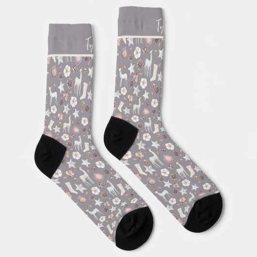 Personalized Christmas Scandinavian Deer Pattern Socken (Rechts)
