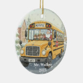 Personalized Christmas School Bus Driver Gift Keramik Ornament (Rechts)