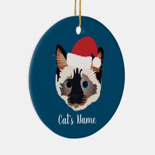 Personalized Christmas Siamese Cat Keramik Ornament (Rechts)