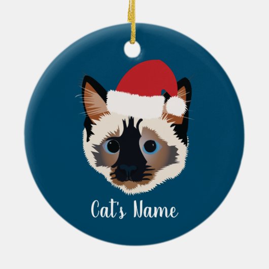 Personalized Christmas Siamese Cat Keramik Ornament (Hinten)
