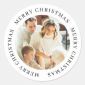 Personalized Christmas Simple Modern Custom Photo Runder Aufkleber (Vorderseite)