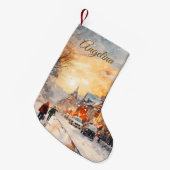 Personalized Christmas Stocking Winter Village Kleiner Weihnachtsstrumpf (Vorderansicht (hängend))