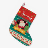 Personalized Christmas Stocking with Santa & Gifts Kleiner Weihnachtsstrumpf (Vorderansicht (hängend))