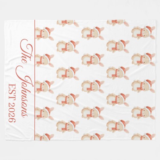 Personalized Christmas teddy Fleecedecke (Vorderseite (Horizontal))