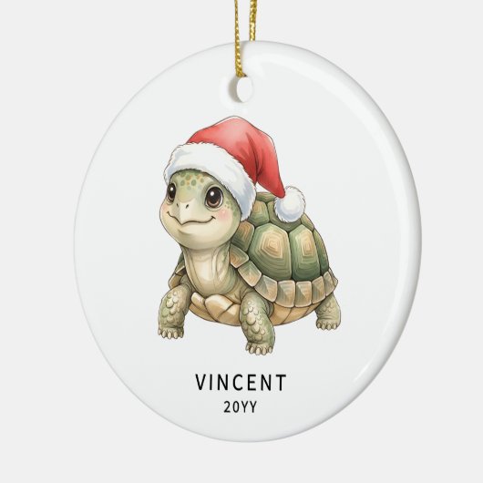 Personalized Christmas Tortoise with Santa Hat Keramik Ornament (Links)