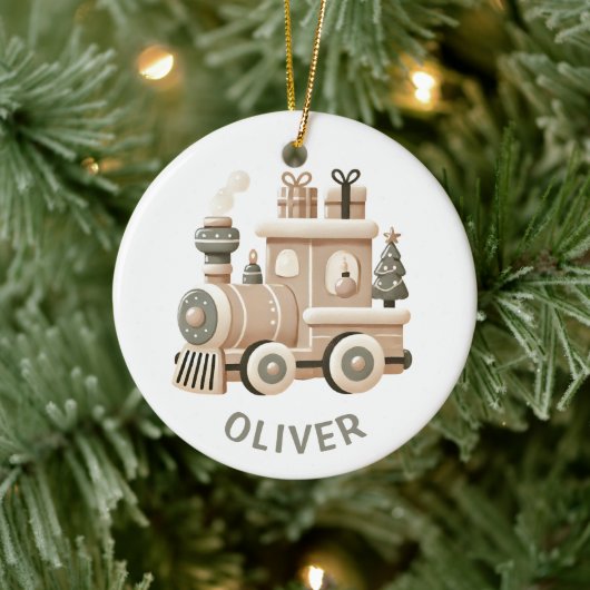 Personalized Christmas Train for Kids  Keramik Ornament (Baum)