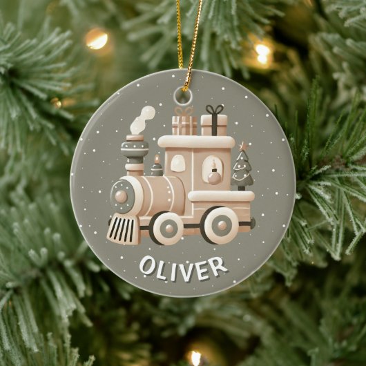 Personalized Christmas Train for Kids  Keramik Ornament (Baum)