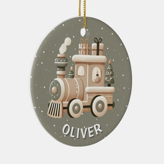 Personalized Christmas Train for Kids  Keramik Ornament (Rechts)