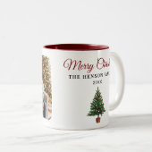 Personalized Christmas Tree Family Photo Zweifarbige Tasse (VorderseiteRechts)