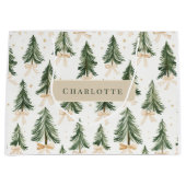 Personalized Christmas Tree Name Gift Bag Große Geschenktüte (Vorderseite)