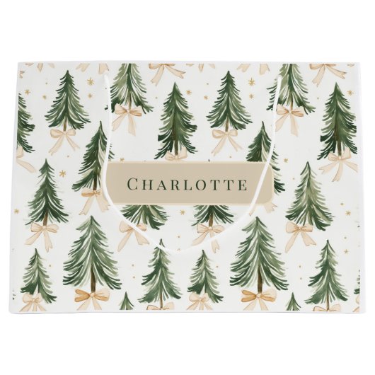 Personalized Christmas Tree Name Gift Bag Große Geschenktüte (Vorderseite)
