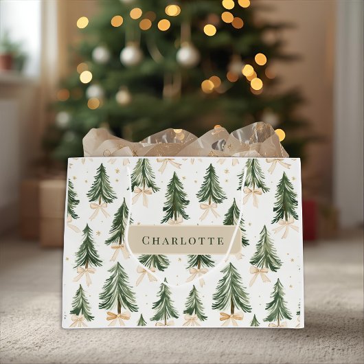 Personalized Christmas Tree Name Gift Bag Große Geschenktüte
