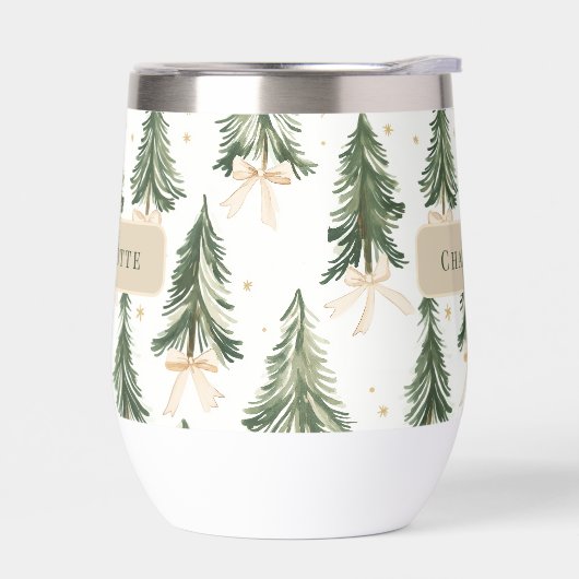 Personalized Christmas Tree Name Wine Tumbler (Links)