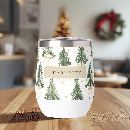 Personalized Christmas Tree Name Wine Tumbler