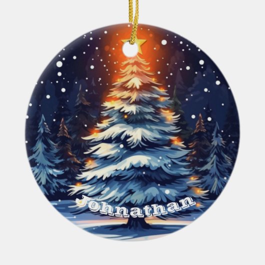 Personalized Christmas Tree Ornament Glowing (Vorne)