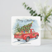 Personalized Christmas truck greeting card  Karte (Stehend Vorderseite)