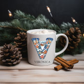 Personalized Christmas Winter Village Monogram V Kaffeetasse