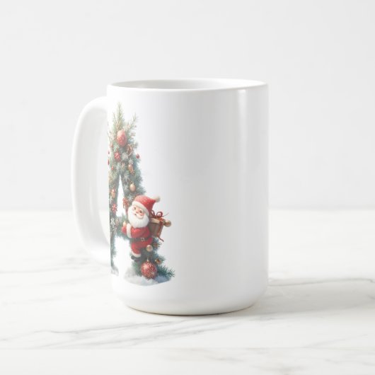 Personalized Christmas with Letter A | Santa Kaffeetasse (Vorderseite Links)