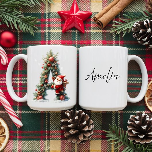 Personalized Christmas with Letter A | Santa  Kaffeetasse