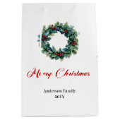 Personalized Christmas wreath bag for festive gift Mittlere Geschenktüte (Vorderseite)