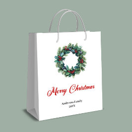 Personalized Christmas wreath bag for festive gift Mittlere Geschenktüte