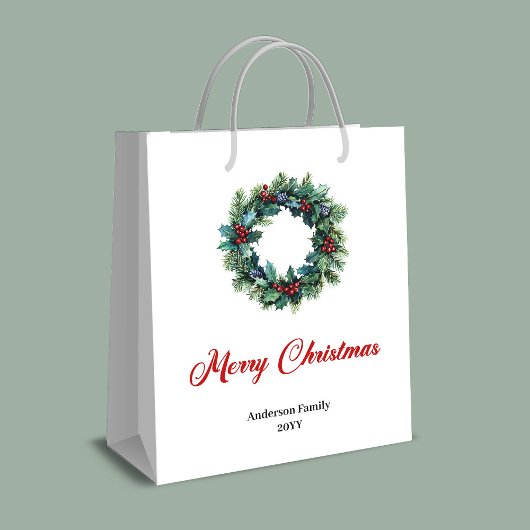 Personalized Christmas wreath bag for festive gift Mittlere Geschenktüte