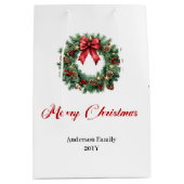 Personalized Christmas wreath bag minimalist style Mittlere Geschenktüte (Vorderseite)