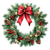 Personalized Christmas wreath bag minimalist style Mittlere Geschenktüte