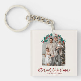 Personalized Christmas Wreath Photo Keychain  Schlüsselanhänger