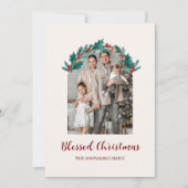 Personalized Christmas Wreath Photo & Name Card (Vorderseite)