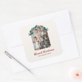 Personalized Christmas Wreath Photo & Name Sticker