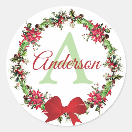 Personalized Christmas wreath Runder Aufkleber (Vorderseite)