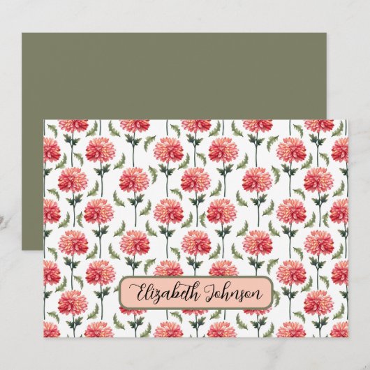 Personalized Chrysanthemum Botanical Note Card Mitteilungskarte (Vorne/Hinten)