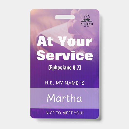 Personalized Church Guest Services Volunteer Badge Ausweis (Vorderseite)