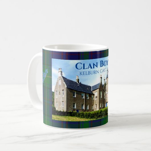 Personalized Clan Boyle's Kelburn Castle & Tartan Kaffeetasse (Vorderseite Links)