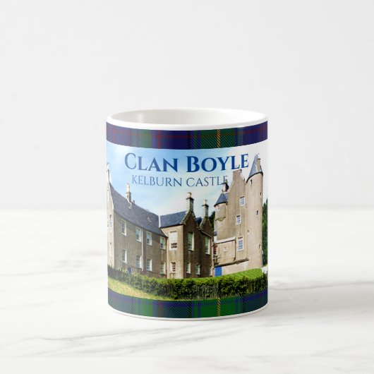 Personalized Clan Boyle's Kelburn Castle & Tartan Kaffeetasse (Mittel)