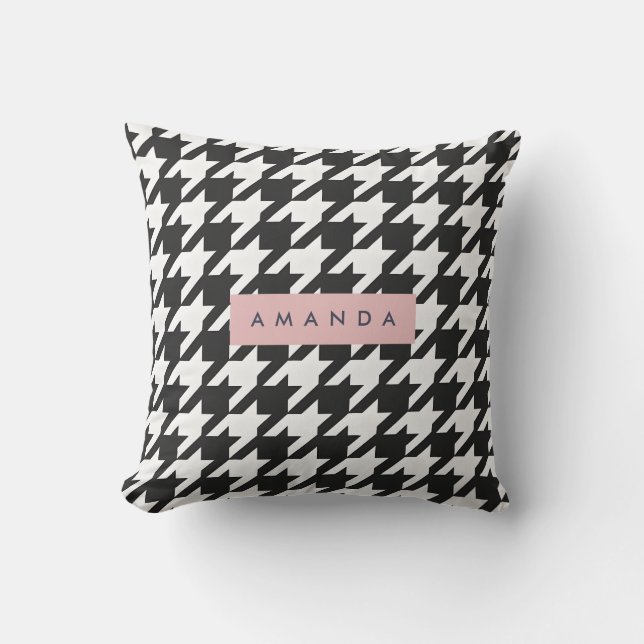 Personalized Classic Black and White Houndstooth  Kissen (Vorderseite)