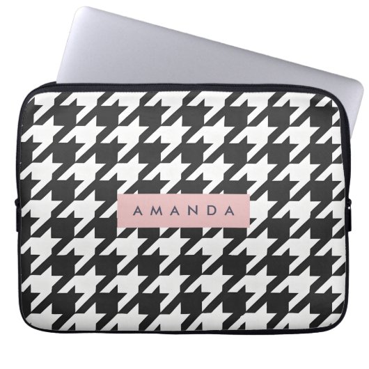 Personalized Classic Black and White Houndstooth  Laptopschutzhülle (Vorderseite)