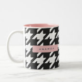 Personalized Classic Black and White Houndstooth Zweifarbige Tasse (Links)