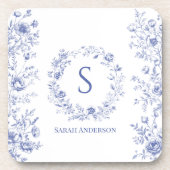 Personalized Classic Blue Flowers Floral Pattern Getränkeuntersetzer (Vorderseite)