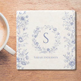 Personalized Classic Blue Flowers Floral Pattern Steinuntersetzer