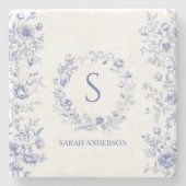Personalized Classic Blue Flowers Floral Pattern Steinuntersetzer (Vorderseite)