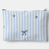 Personalized Classic Blue Pastel Striped Bow Zubehörtasche (Rückseite)