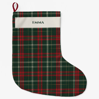 Personalized Classic Christmas Tartan Plaid Stocki Großer Weihnachtsstrumpf
