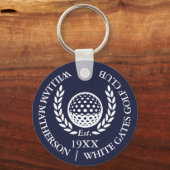 Personalized Classic Golf Club Name Navy Blue Schlüsselanhänger (Vorderseite)