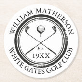 Personalized Classic Golf Club Name Runder Pappuntersetzer (Vorderseite)