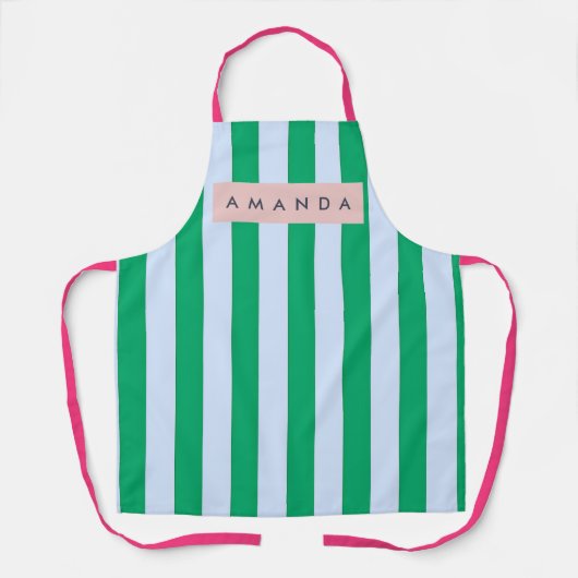 Personalized Classic Green and White Striped Schürze (Vorderseite)