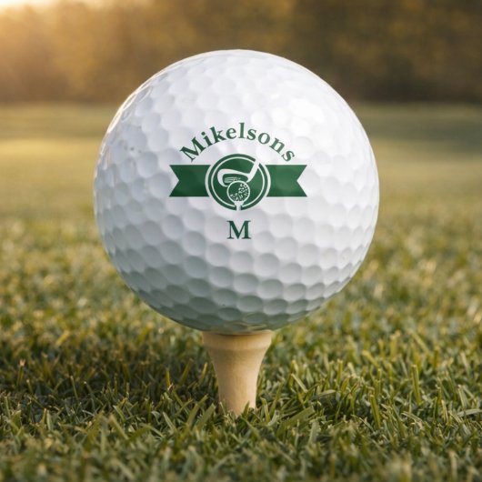 Personalized Classic Green Golf Monogram Crest Golfball