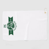 Personalized Classic Green Golf Monogram Crest Golfhandtuch (Horizontal)
