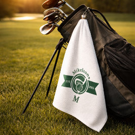 Personalized Classic Green Golf Monogram Crest Golfhandtuch
